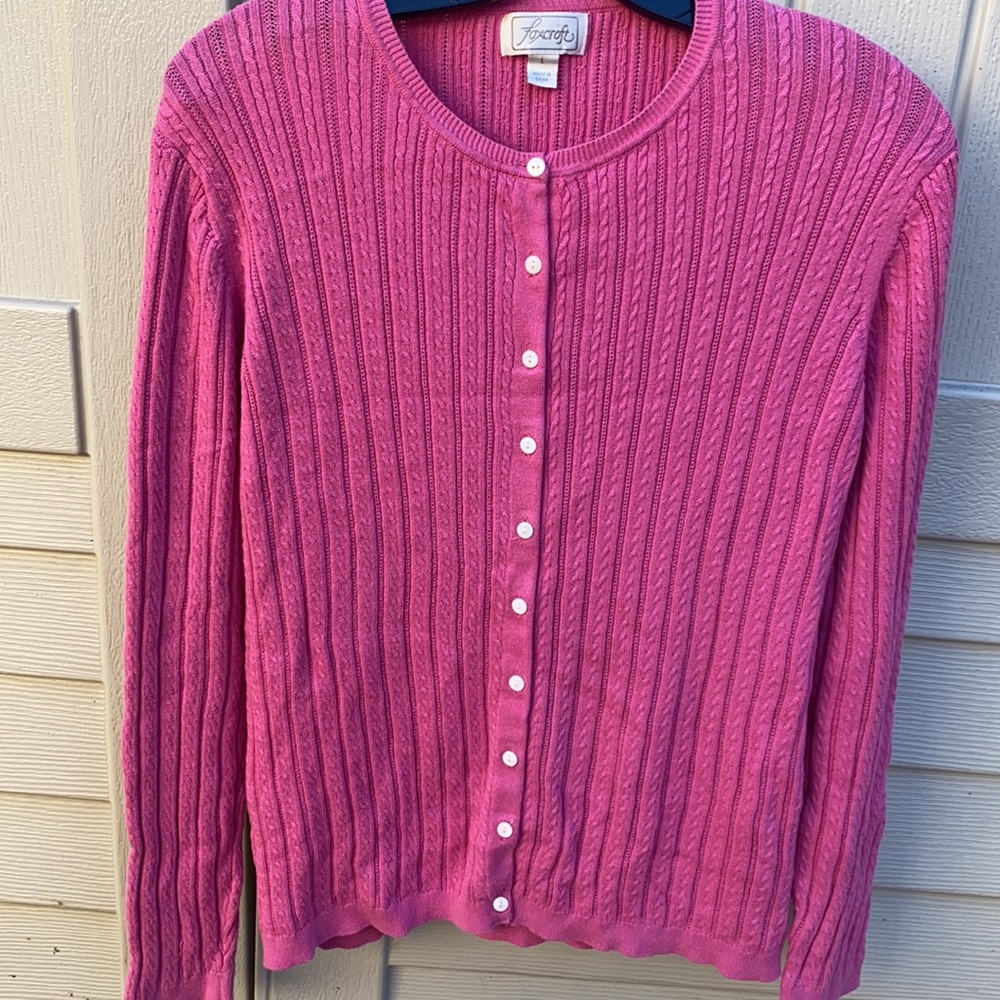 FOXCROFT Pink Button Down Supima Cardigan Sweater - Picture 10 of 16
